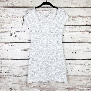 Garnet Hill White Crochet Cover Up Mini Dress
